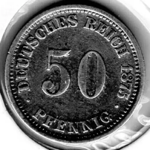 50 Pfennig 1875 J Deutsches Kaiserreich Silbermünze