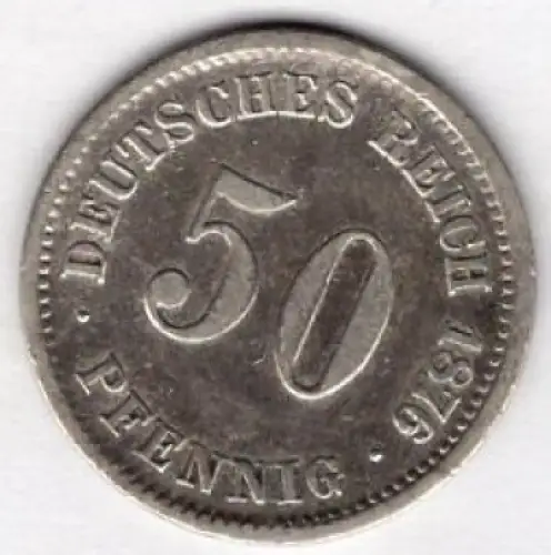 50 Pfennig 1876 D Deutsches Kaiserreich Silbermünze