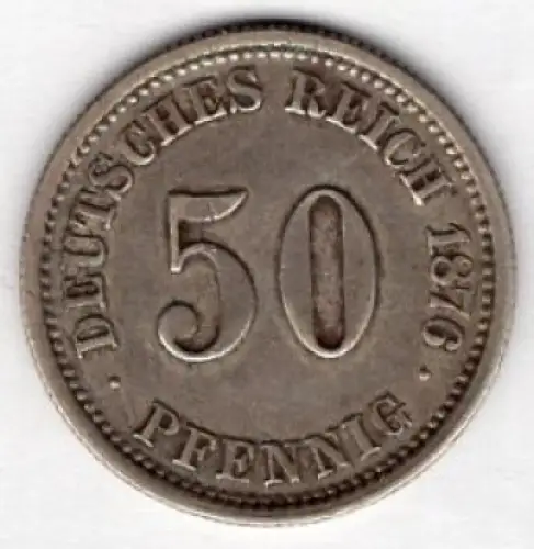 50 Pfennig 1876 F Deutsches Kaiserreich Silbermünze