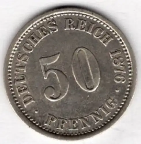50 Pfennig 1876 J Deutsches Kaiserreich Silbermünze