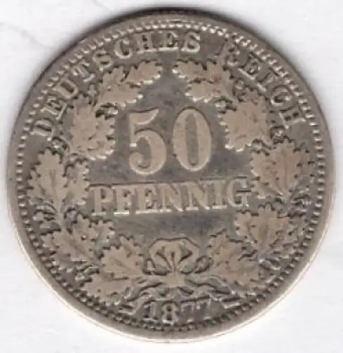 50 Pfennig 1877 E Deutsches Kaiserreich Silbermünze