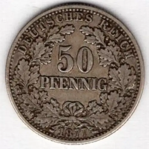 50 Pfennig 1877 F Deutsches Kaiserreich Silbermünze