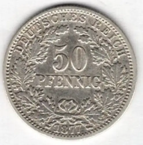 50 Pfennig 1877 G Deutsches Kaiserreich Silbermünze