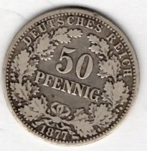 50 Pfennig 1877 H Deutsches Kaiserreich Silbermünze