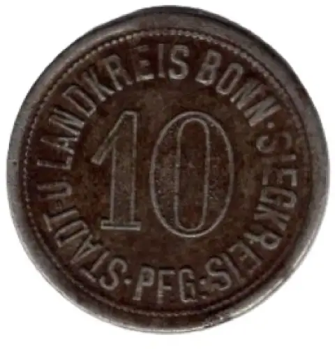 Bonn-Sieg Landkreis Notgeld 10 Pfennig 1918 Notmünze