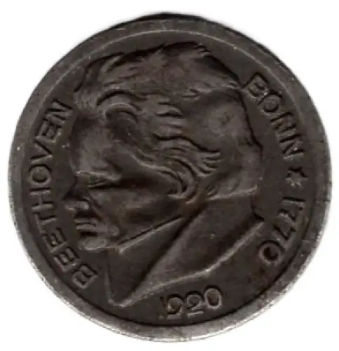 Bonn Stadt Notgeld 25 Pfennig 1920 Notmünze Beethoven