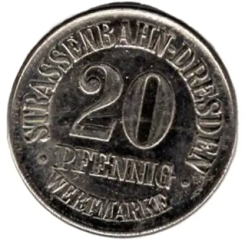 Dresden Strassenbahn Wertmarke 20 Pfennig Thiemer Reklame