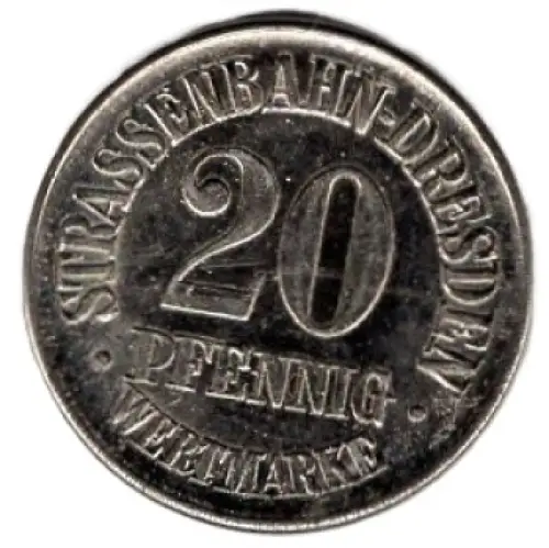 Dresden Strassenbahn Wertmarke 20 Pfennig ESDERS Werbung