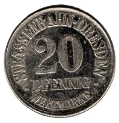 Dresden Strassenbahn Wertmarke 20 Pfennig Volkszeitung Werbung