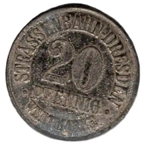 Dresden Strassenbahn Wertmarke 20 Pfennig Treuhand Bank Werbung