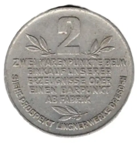 Dresden Lingnerwerke Rabattmarke 2 Warenpunkte um 1930