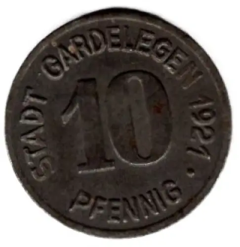 Gardelegen Stadt Notgeld 10 Pfennig 1921 Notmünze