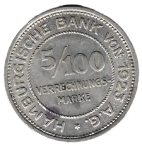 Hamburgischen Bank von 1923 AG 5/100 Verrechnungsmarke