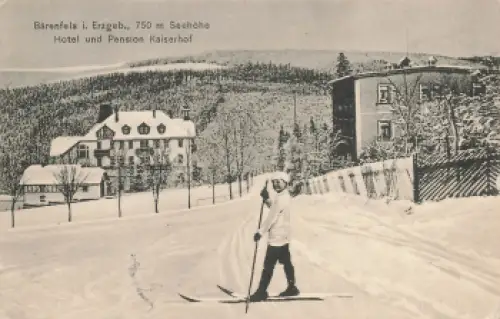 01773 Bärenfels Erzgebirge Hotel Kaiserhof Skifahrer o 1916