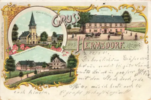 01776 Hermsdorf Erzgebirge Gasthof Litho o 1901
