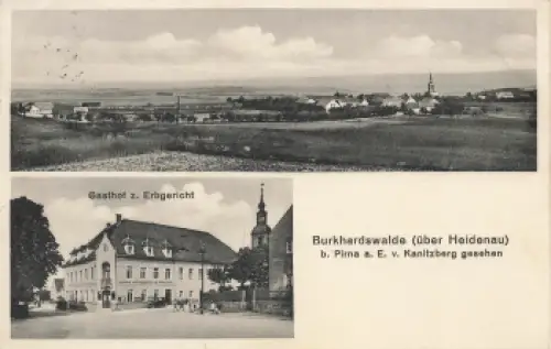01809 Burkhardswalde Müglitztal Gasthof Erbgericht Landpoststempel o 1937