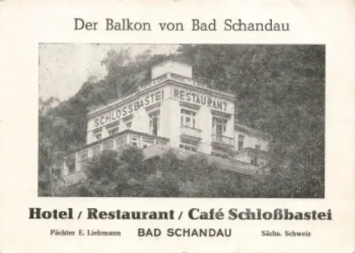 01814 Bad Schandau Restaurant Schloßbastei 1958