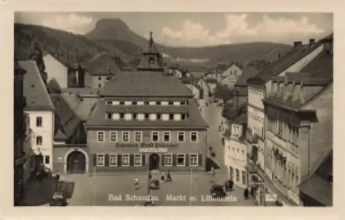 01814 Bad Schandau Markt mit Ferienheim "Ernst Thälmann" * 1955