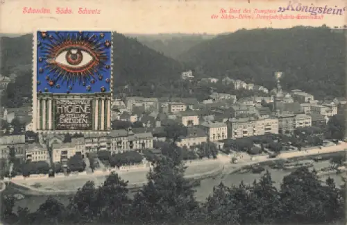 01814 Bad Schandau mit Vignette Hygiene Ausstellung Dresden 1911