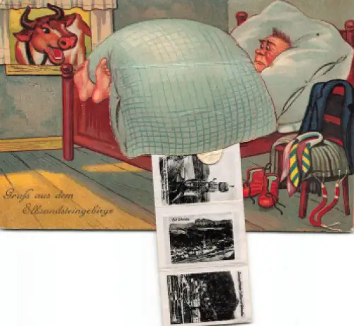 Elbsandsteingebirge Ansichtskarte mit Leporello um 1930