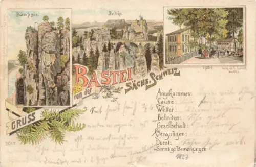 01847 Bastei Lohmen Sächsische Schweiz Litho o 1897