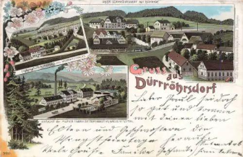01833 Dürrröhrsdorf mit Bahnhof Litho o 1900