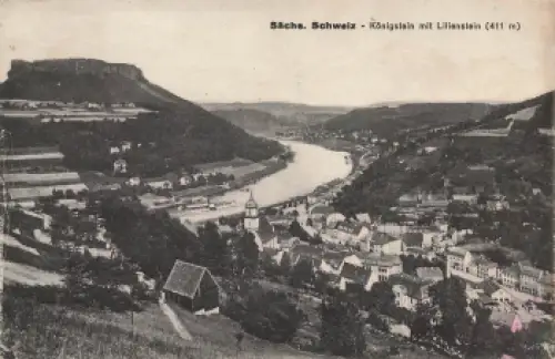 01824 Königstein mit Lilienstein Sächsische Schweiz * um 1930
