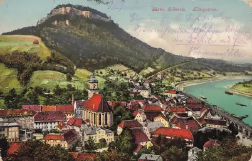 01824 Königstein mit Festung Sächsische Schweiz o 1915