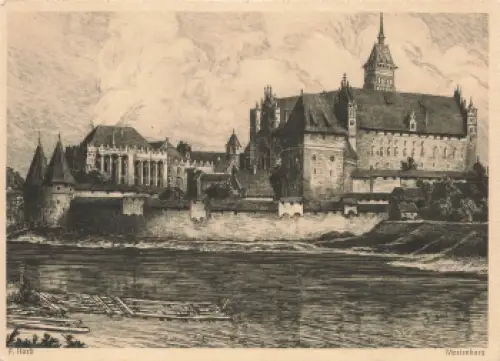 Marienburg Schloss Westpreußen Malbork Künstlerkarte F. Horst * um 1930