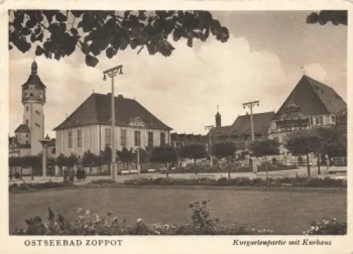 Zoppot Kurgarten mit Kurhaus Pommern Sopot * um 1930