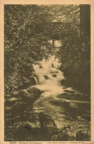 Olivia Danzig Wasserfall im Schlosspark künstlerkarte Killian o 1911