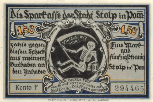 Stolp Pommern Slupsk Notgeldschein um 1920