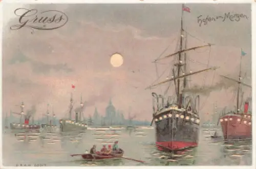 Hafenansicht halt gegen das Licht Karte * um 1900