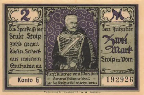 Stolp Pommern Slupsk Notgeldschein um 1921