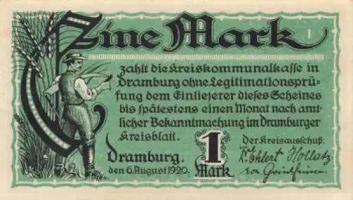 Dramburg Pommern Notgeldschein Drawsko Pomorskie 1920