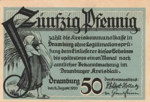 Dramburg Pommern Notgeldschein Drawsko Pomorskie 1920