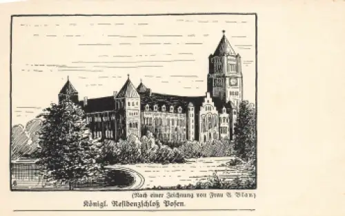 Posen Schloss Künstlerkarte A. Blau Poznan * um 1920