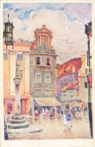 Posen Pregierz na Starym Rynku Künstlerkarte Rozankowski Poznan * 1929