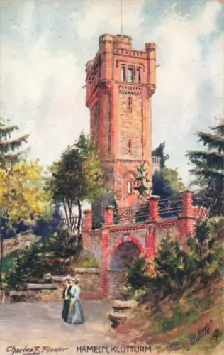 Hameln Klütturm Künstlerkarte Charles F. Flower Tucks Oilette * um 1910