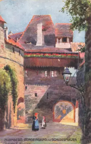 Nürnberg Burgeingang Künstlerkarte Charles F. Flower Tucks Oilette * um 1910