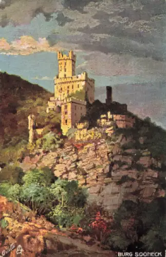 55413 Niederheimbach Burg Sooneck Künstlerkarte Tucks Oilette * um 1910