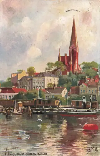 Flensburg St. Jürgen Kirche Künstlerkarte Tucks Oilette o 1910