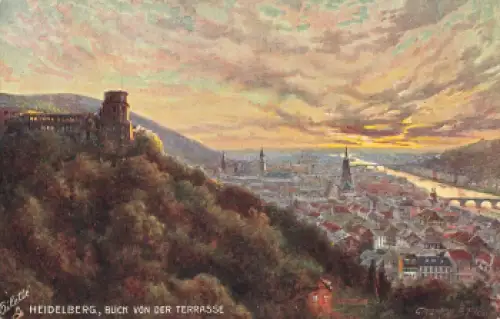 Heidelberg Künstlerkarte Charles E. Flower Tucks Oilette * um 1910