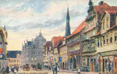 Hameln Oster Strasse Künstlerkarte Charles E. Flower Tucks Oilette * um 1910