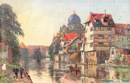 Nürnberg an der Pegnitz Künstlerkarte Charles E. Flower Tucks Oilette * um 1910