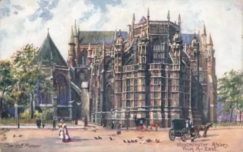 Westminster Abbey Künstlerkarte Charles E. Flower Tucks Oilette * um 1910