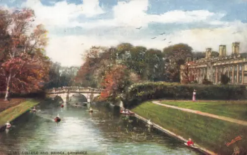 Cambridge Clare College Künstlerkarte Tucks Oilette * um 1910