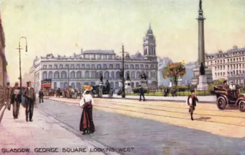 Glasgow George Square Künstlerkarte Tucks Oilette o 1910
