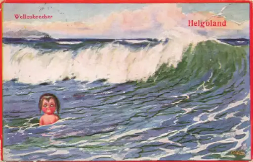 Junge Krabben Wellenbrecher Künstlerkarte Tucks Oilette o 1914