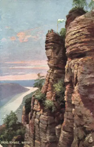 Sächsische Schweiz Bastei Künstlerkarte Tucks Oilette o 1908